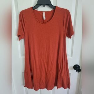 Zenana Premium Womens Rust Orange Short Sleeve Tunic Top Size Medium